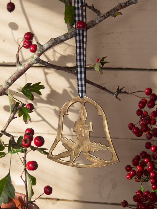 Vintage Solid Brass Christmas Decoration - Candle Bell