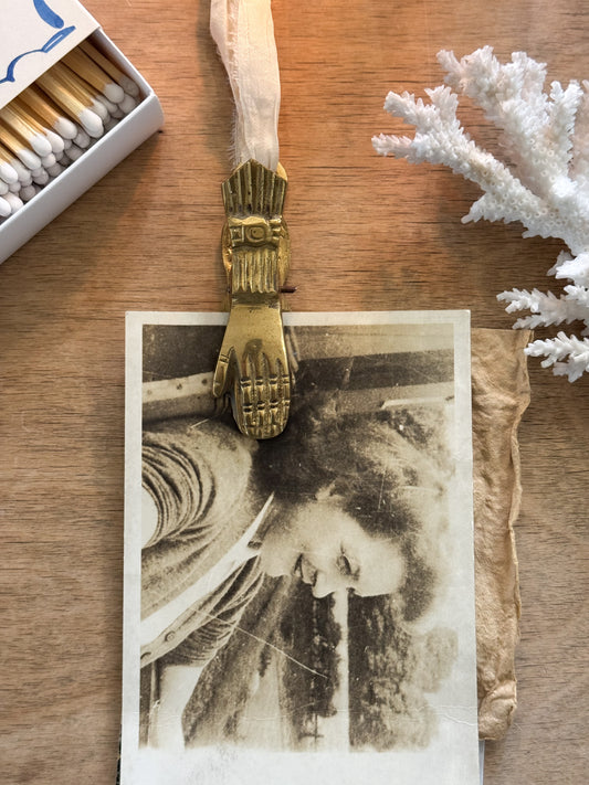 Vintage Midcentury Solid Brass Hand Letter Clip