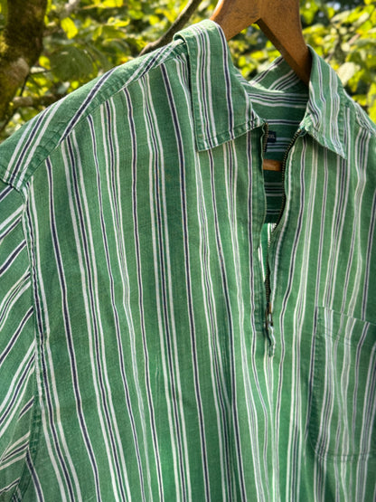 Vintage McNeal Green Striped Linen Tunic (Size XXL)