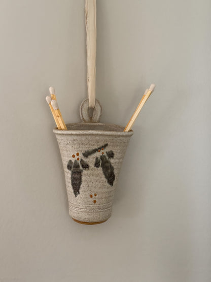 Vintage Welsh Studio Pottery Wall Pocket by Solva Pottery - Holly Design