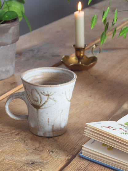 Vintage Studio Pottery Dried Cow Parsley / Autumn Seed Heads Mug by Frances Pollard
