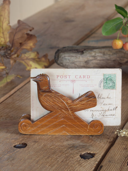 Vintage Hand-Carved Wooden Bird Letter Rack