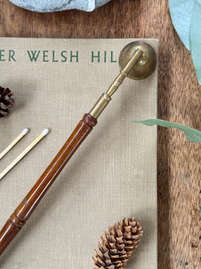 Vintage 1920s-1940s Brass & Wood Candle Snuffer