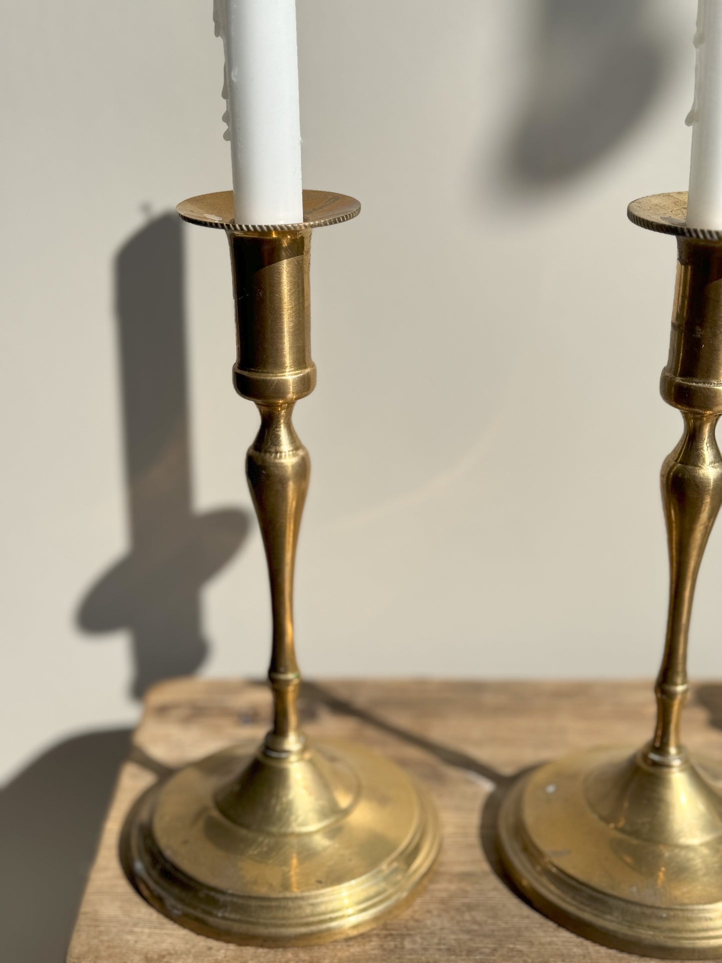 Tall Brass Candlestick Pair
