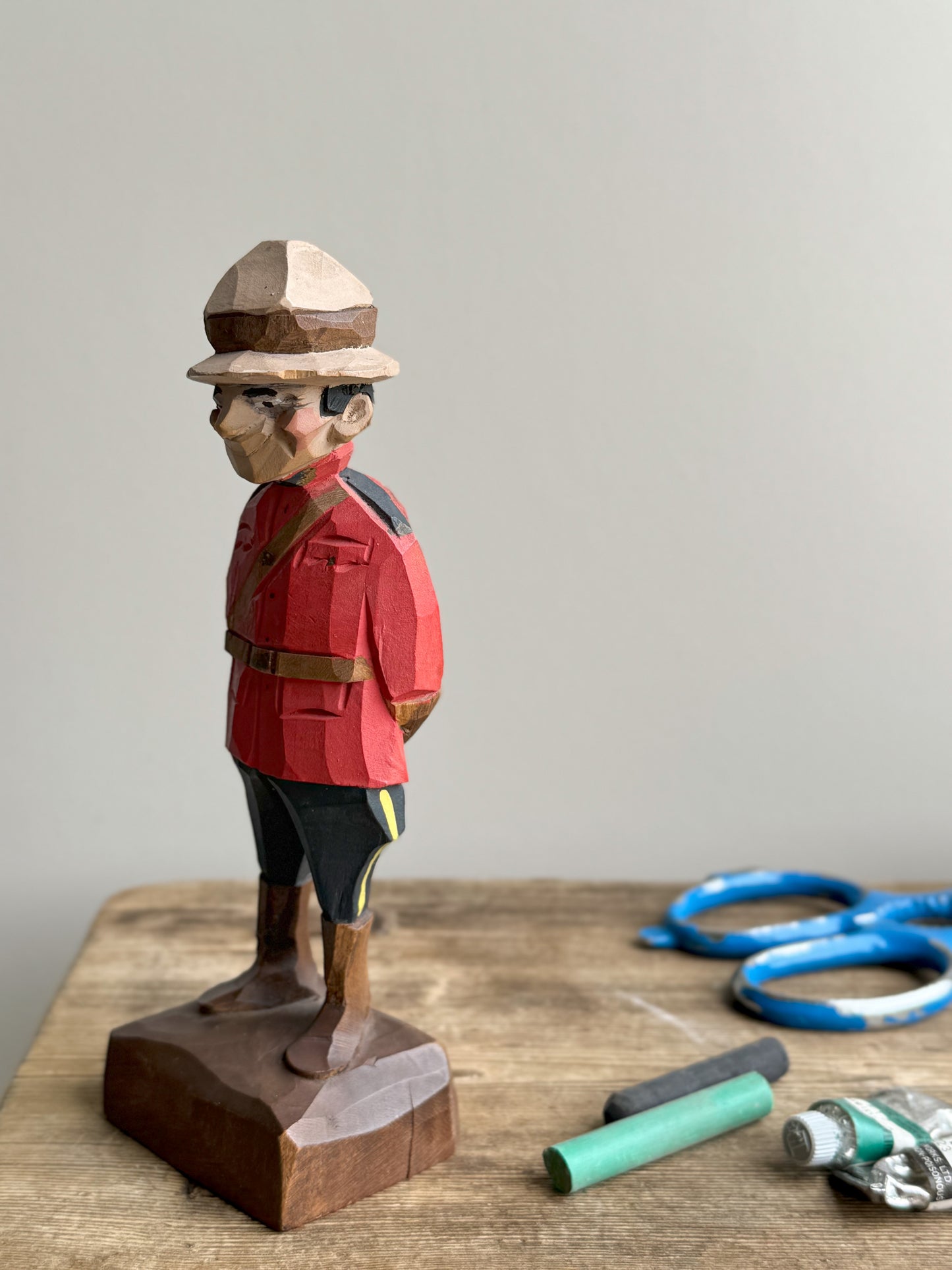 Hand Carved Canadian Mounty By Tom Hannah