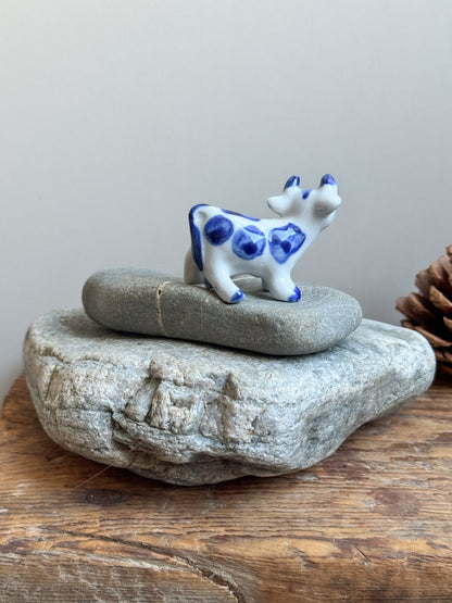 Vintage Miniature Hand-Painted Porcelain Cow
