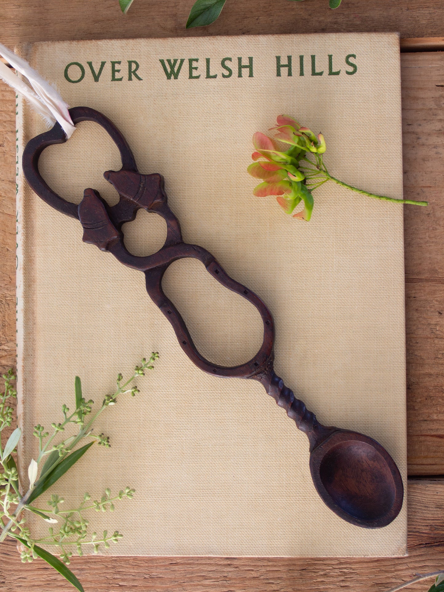 Vintage Hand-Carved Welsh Love Spoon