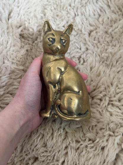 Vintage Solid Brass Cat Doorstop