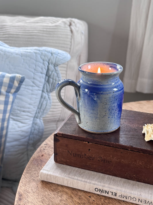 Vintage Studio Pottery Speckled Blue Lantern