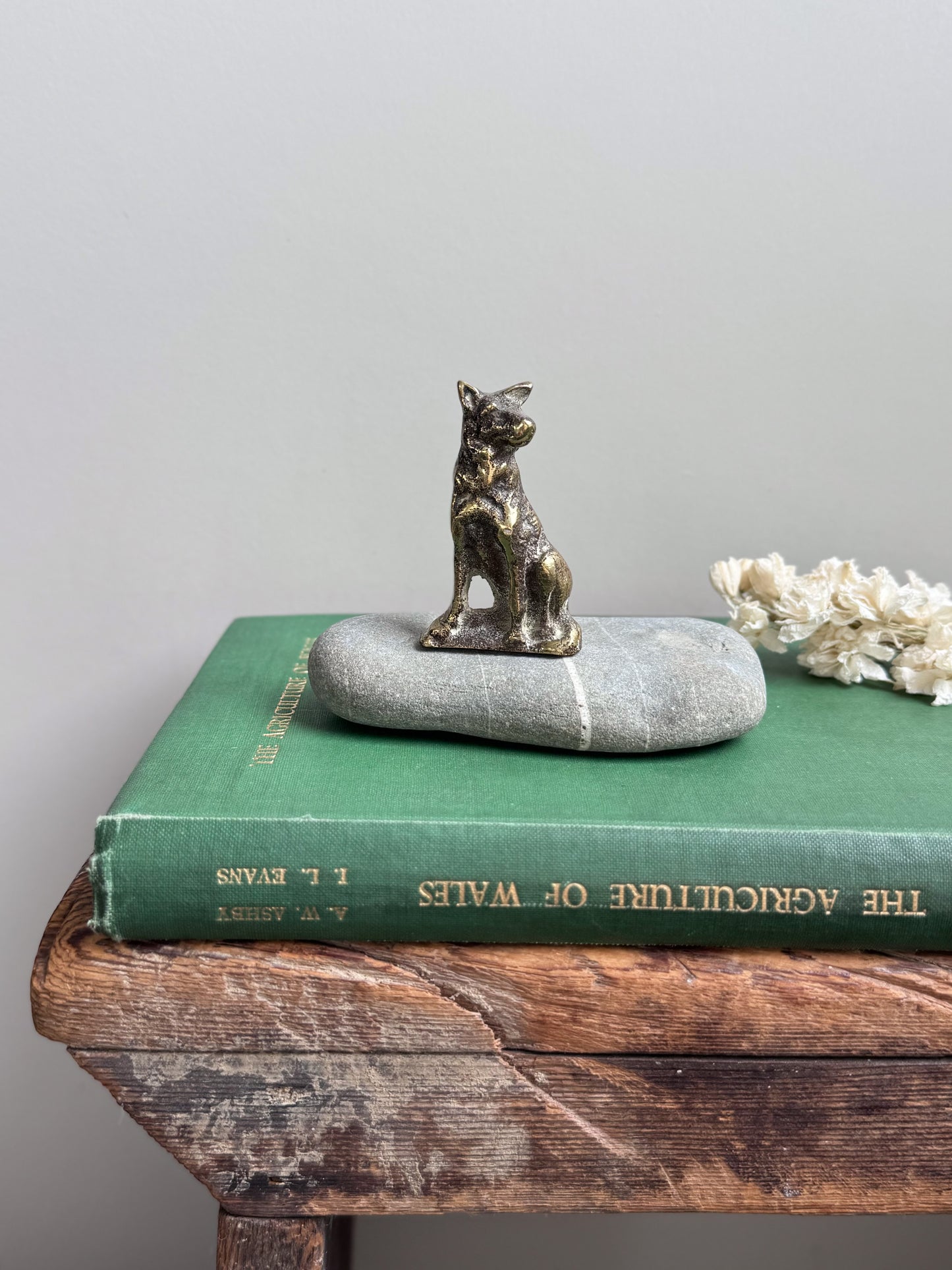 Vintage Solid Brass Miniature German Shepherd Figurine