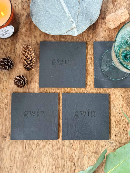 Welsh Slate ‘Gwin’ Wine Coasters (Set of 4)