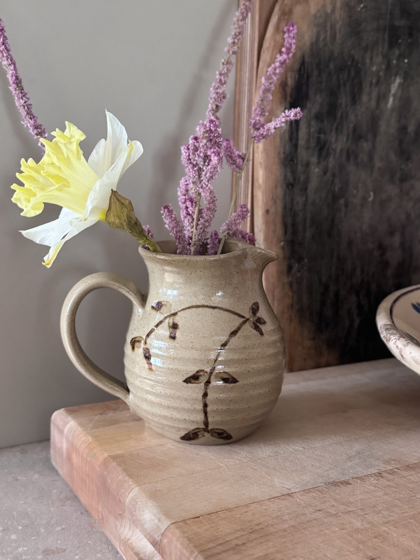 Vintage Studio Pottery Floral Jug