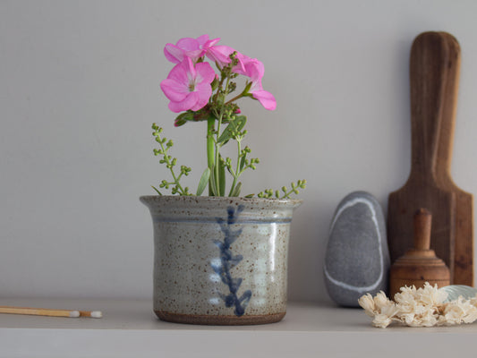 Vintage Speckled Blue Studio Pottery Planter by David Champion, Yeo Vale Pottery, Devon