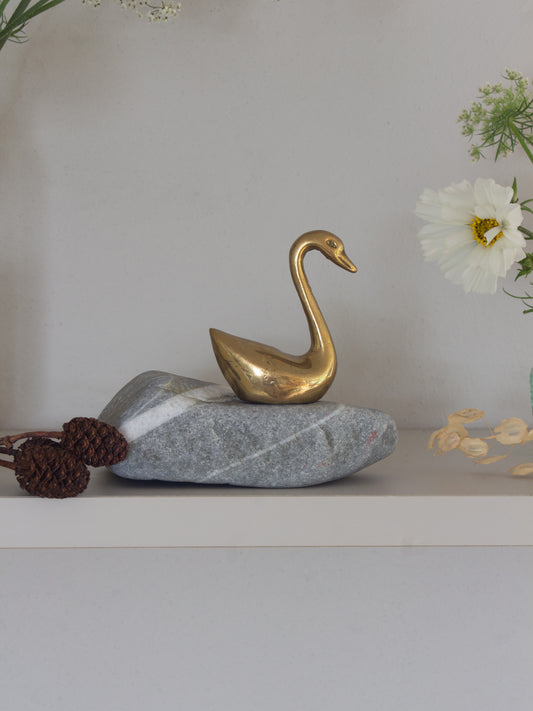 Vintage Solid Brass Swan Miniature