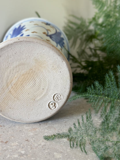 Vintage Large Blue & White Studio Pottery Vase