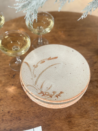 Vintage Unique Chinese Studio Pottery Plates | Set of 4