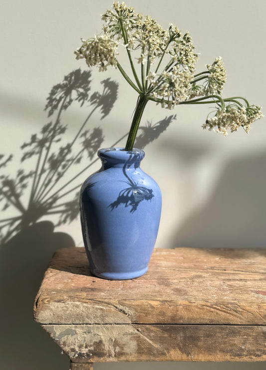 Antique Ronuk Furniture Polish Glazed Blue Stoneware Bottle