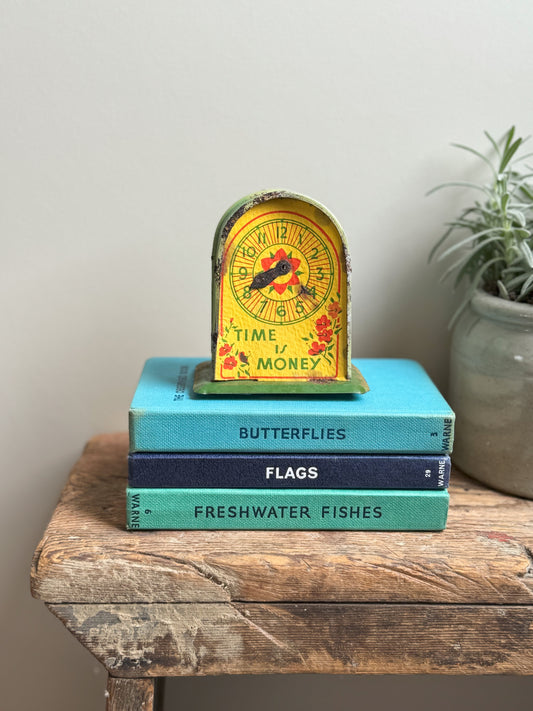 Vintage 1950s ‘Time is Money’ Decorative Money Box (green)