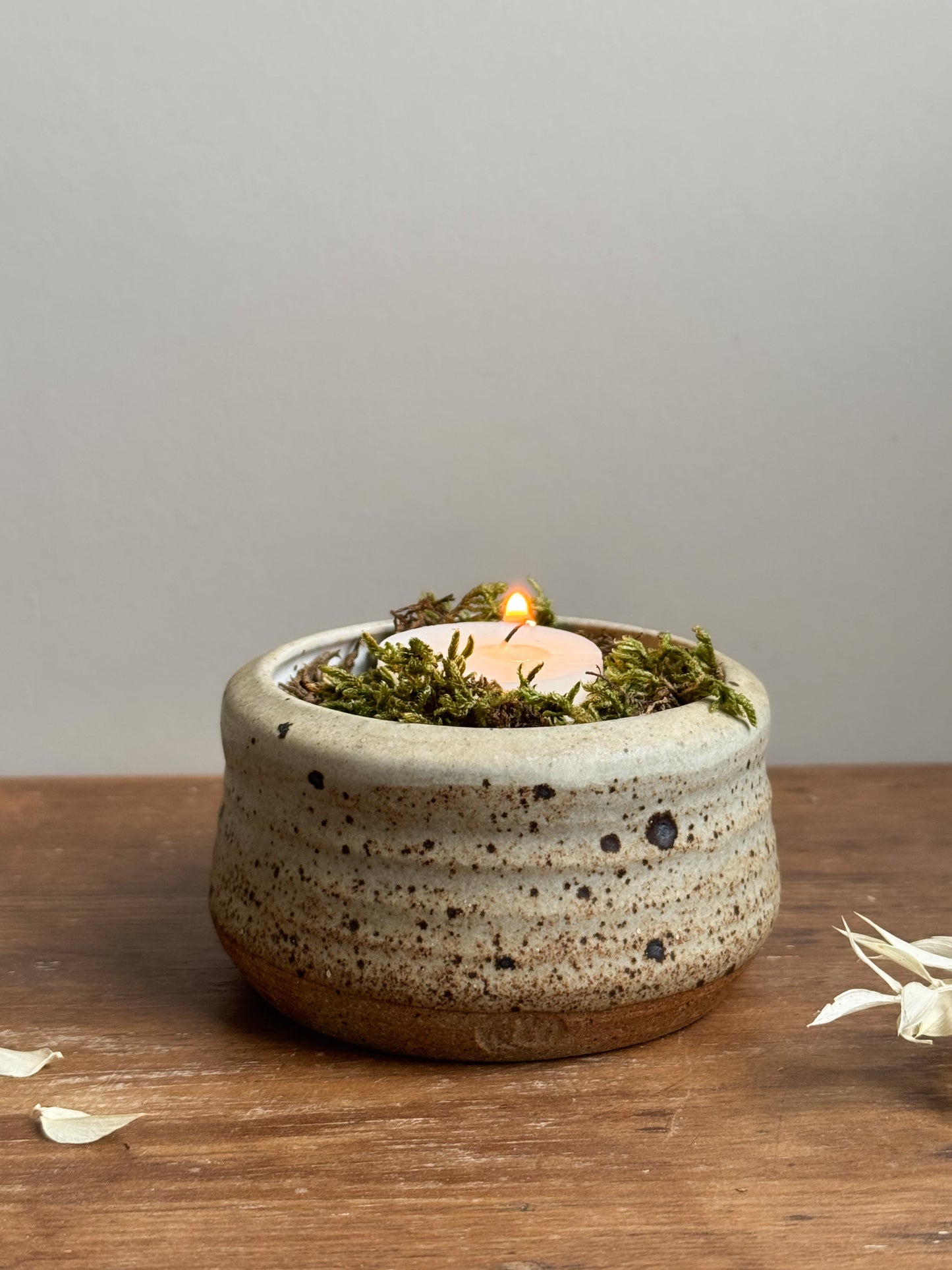 Studio Pottery Speckled Salt Glaze Tea-Light Holder