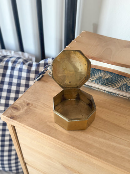 Vintage Solid Brass ‘Sleeping Kitten’ Jewellery Box • Trinket Box