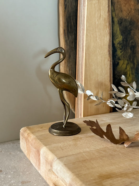 Vintage Solid Brass Flamingo Figurine