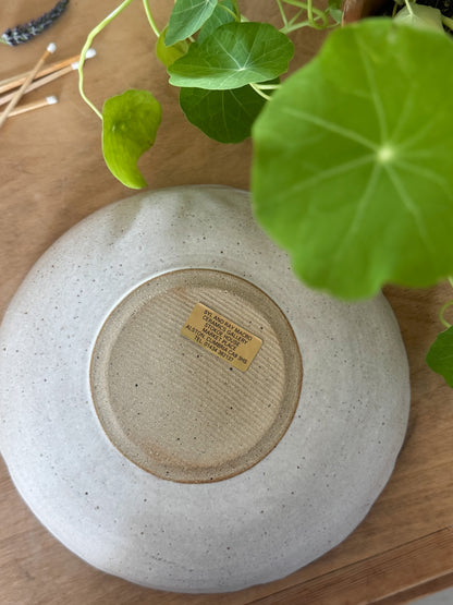 Handmade Studio Pottery Bowl by Syl and Ray Macro, Floral Design & Scalloped Edge