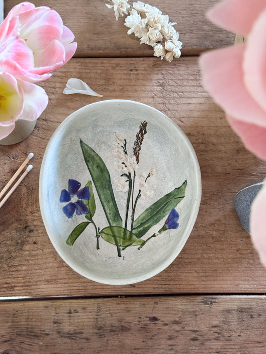 Vintage Salt Marsh Pottery ‘Lily of the Valley’ Studio Pottery Bowl, Dartmouth Massachusetts