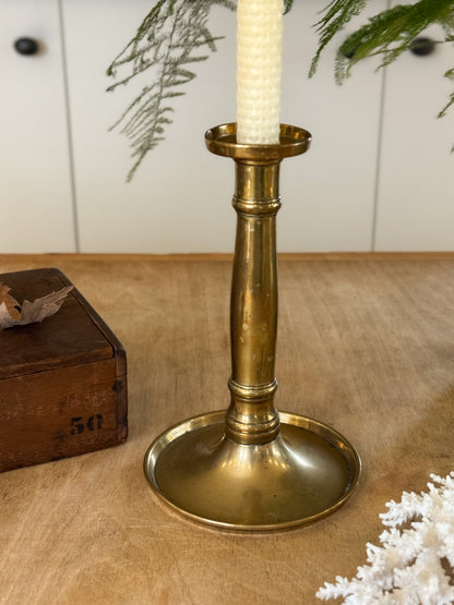 Antique Solid Brass Candlestick with Drip Tray