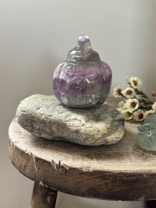 Vintage Hand-Carved Amethyst Pumpkin