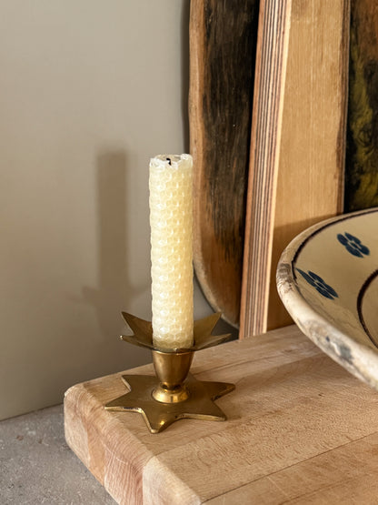Vintage Solid Brass Star Candle Holder