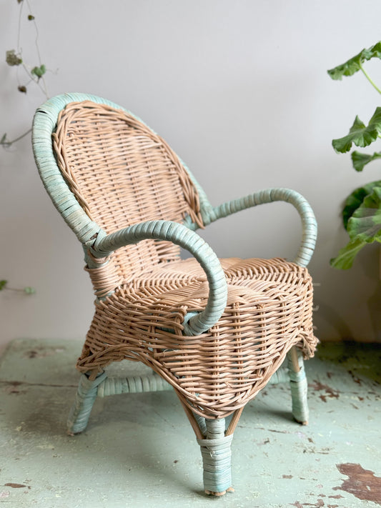 Vintage Wicker Dolls Chair • Plant Stand