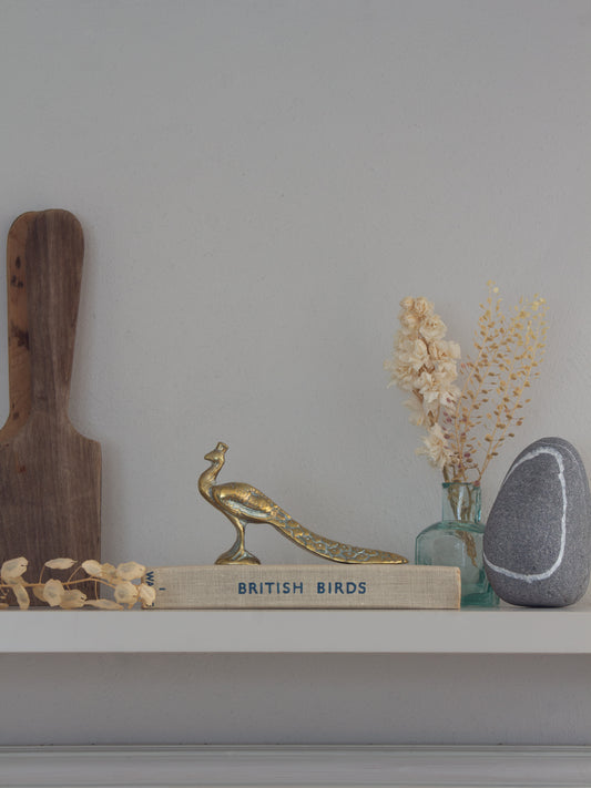 Vintage Solid Brass Peacock Figurine