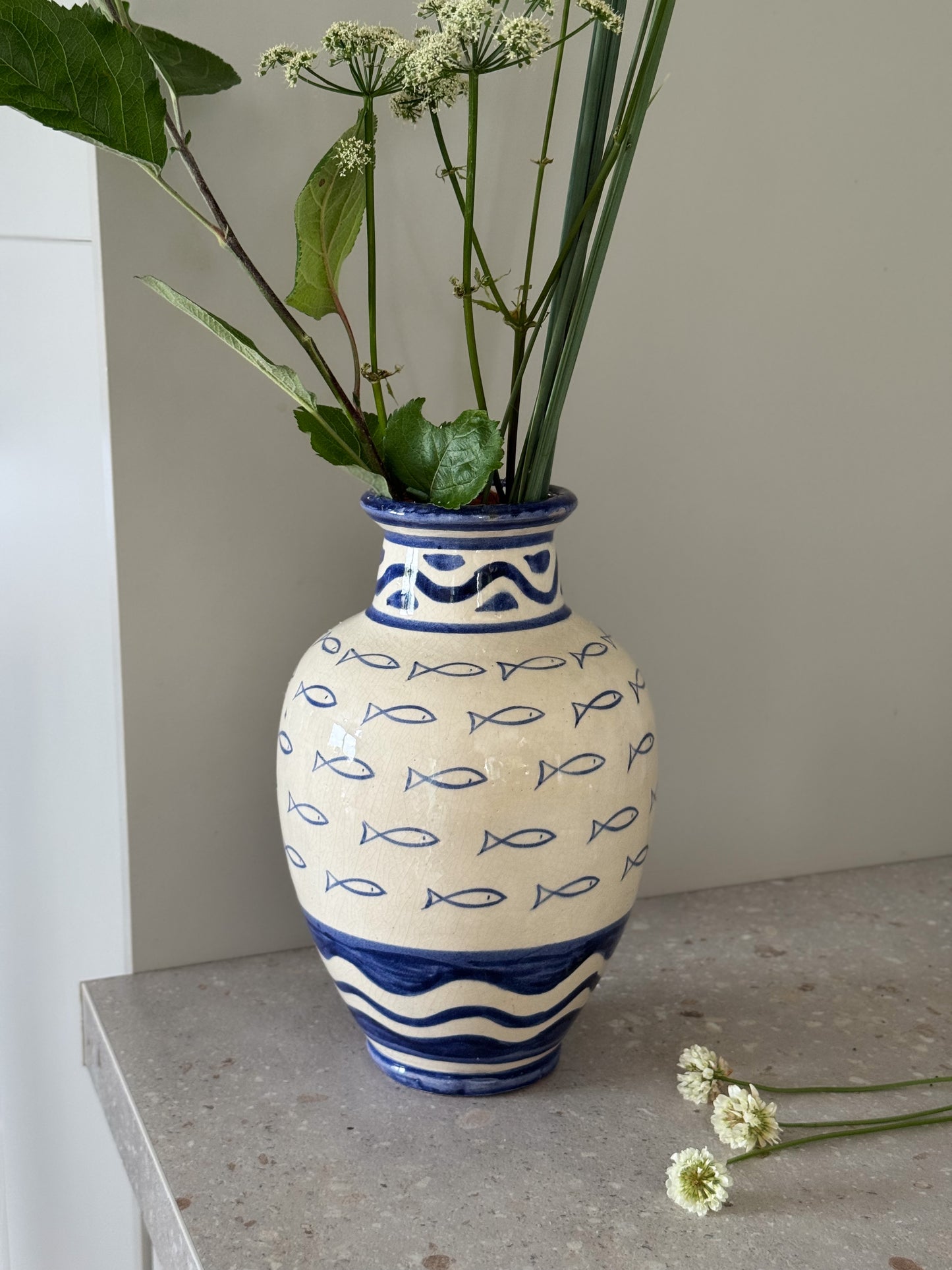 Large Vintage Mediterranean Studio Pottery Fish Vase