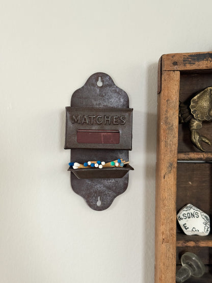 Antique Tin Wall-Mounted Match Box Holder by Hudson Scott & Sons, c.1905