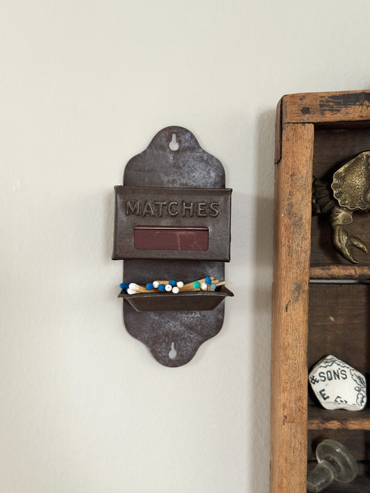 Antique Tin Wall-Mounted Match Box Holder by Hudson Scott & Sons, c.1905
