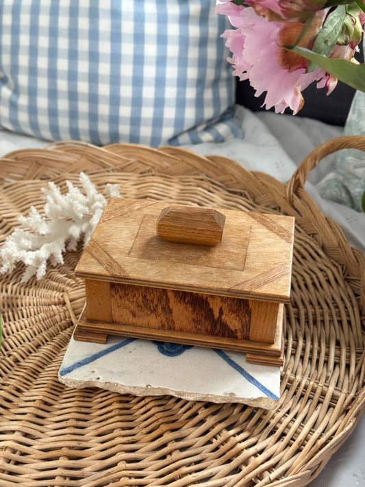 Vintage Handmade Folk Art Wooden Box