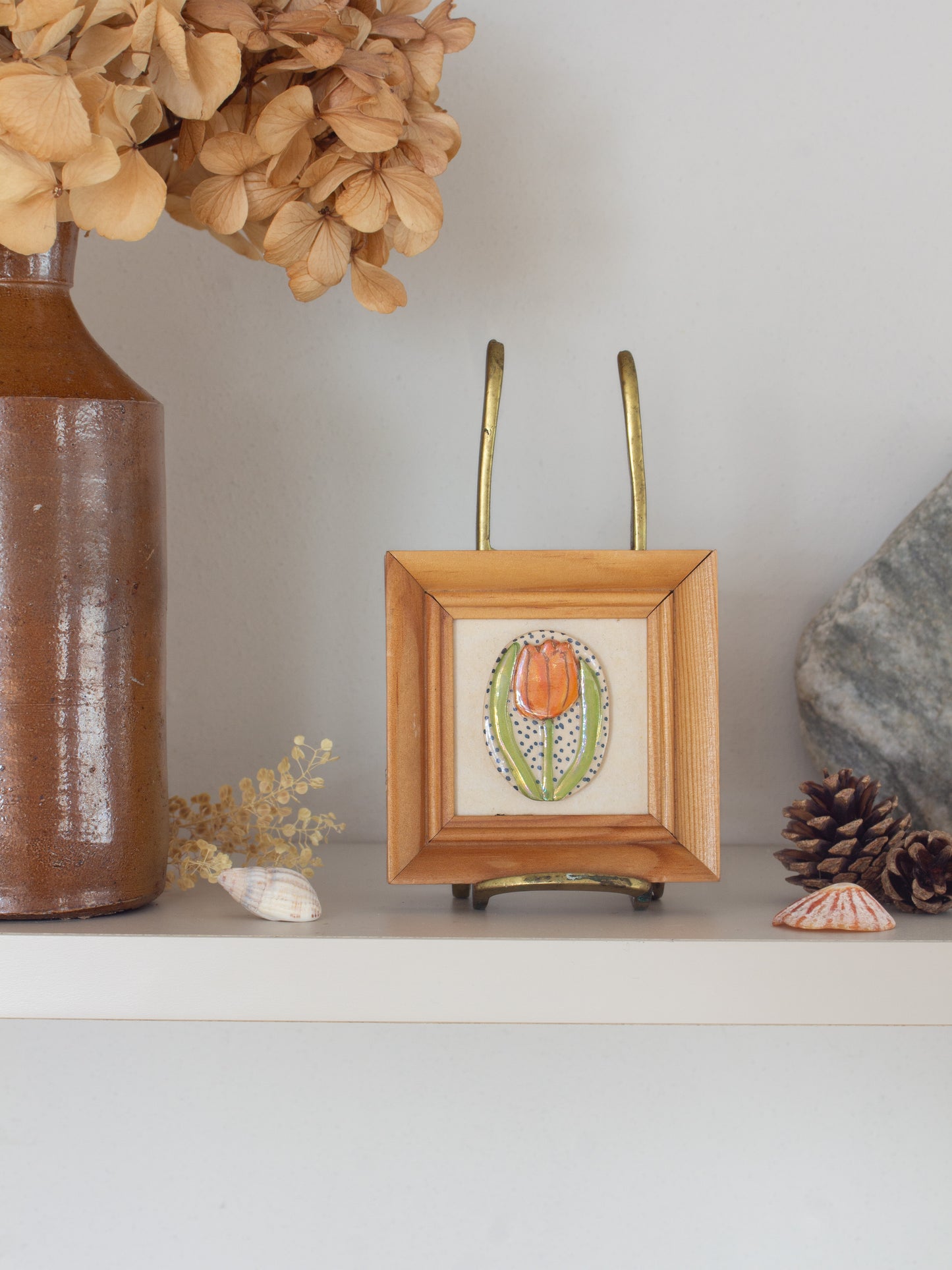 Vintage Studio Pottery Framed ‘Tulip’ - Ceramic Flower by Robina Tabberer Coalbrookdale Pottery