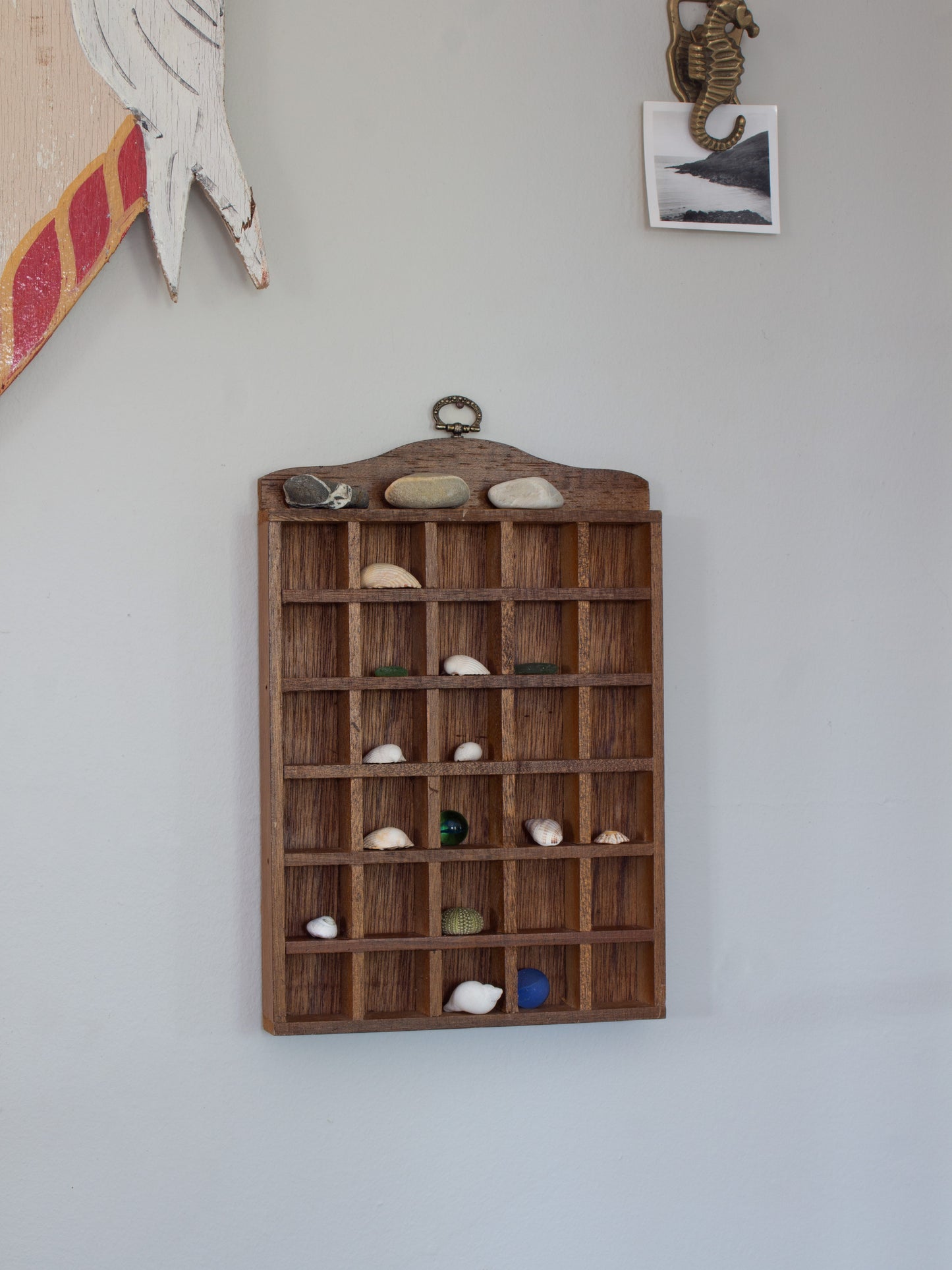 Vintage Wooden Trinket Display Shelf
