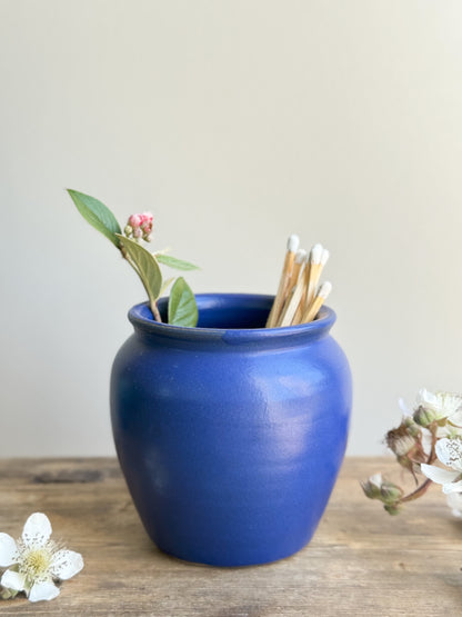 Antique Blue Glazed English Stoneware Pot