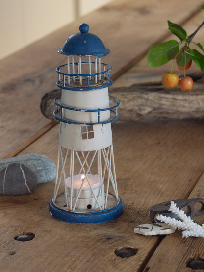 Vintage Tin Lighthouse Tealight Holder