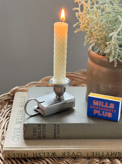 Vintage Silver Plated Candle & Match Holder (With Matches)
