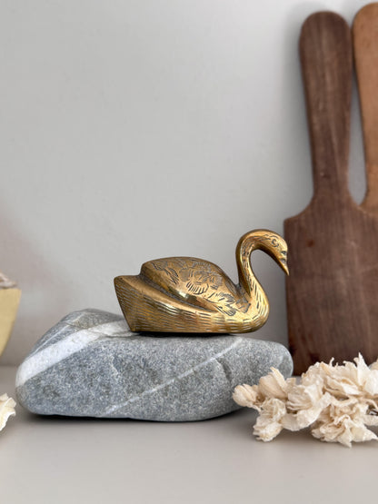 Vintage Miniature Brass Swan Figurine