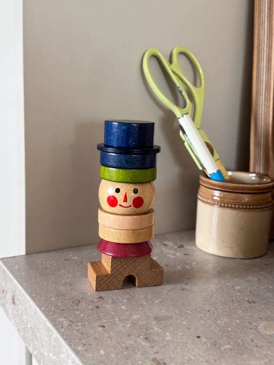Vintage 1970s Wooden Stacking Toy - Made in Czechoslovakia