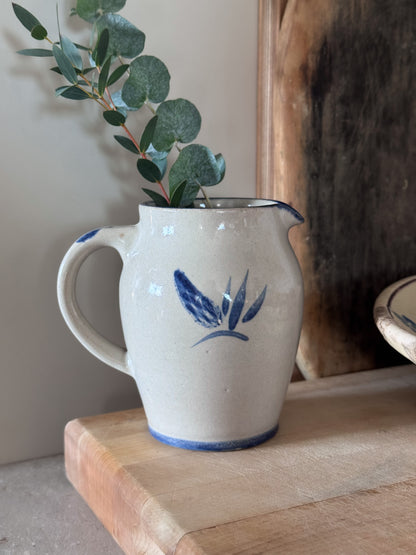 Vintage 1940s–50s Bourne Denby Grey & Blue Stoneware Jug