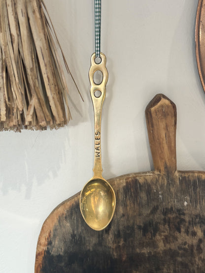 Vintage Solid Brass Welsh Spoon