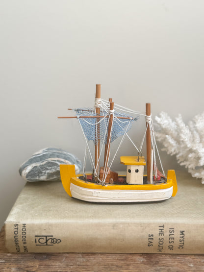 Vintage Miniature Wooden Model Boat