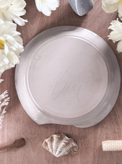 Vintage Studio Pottery Floral Wall Plate with Swirled Edge