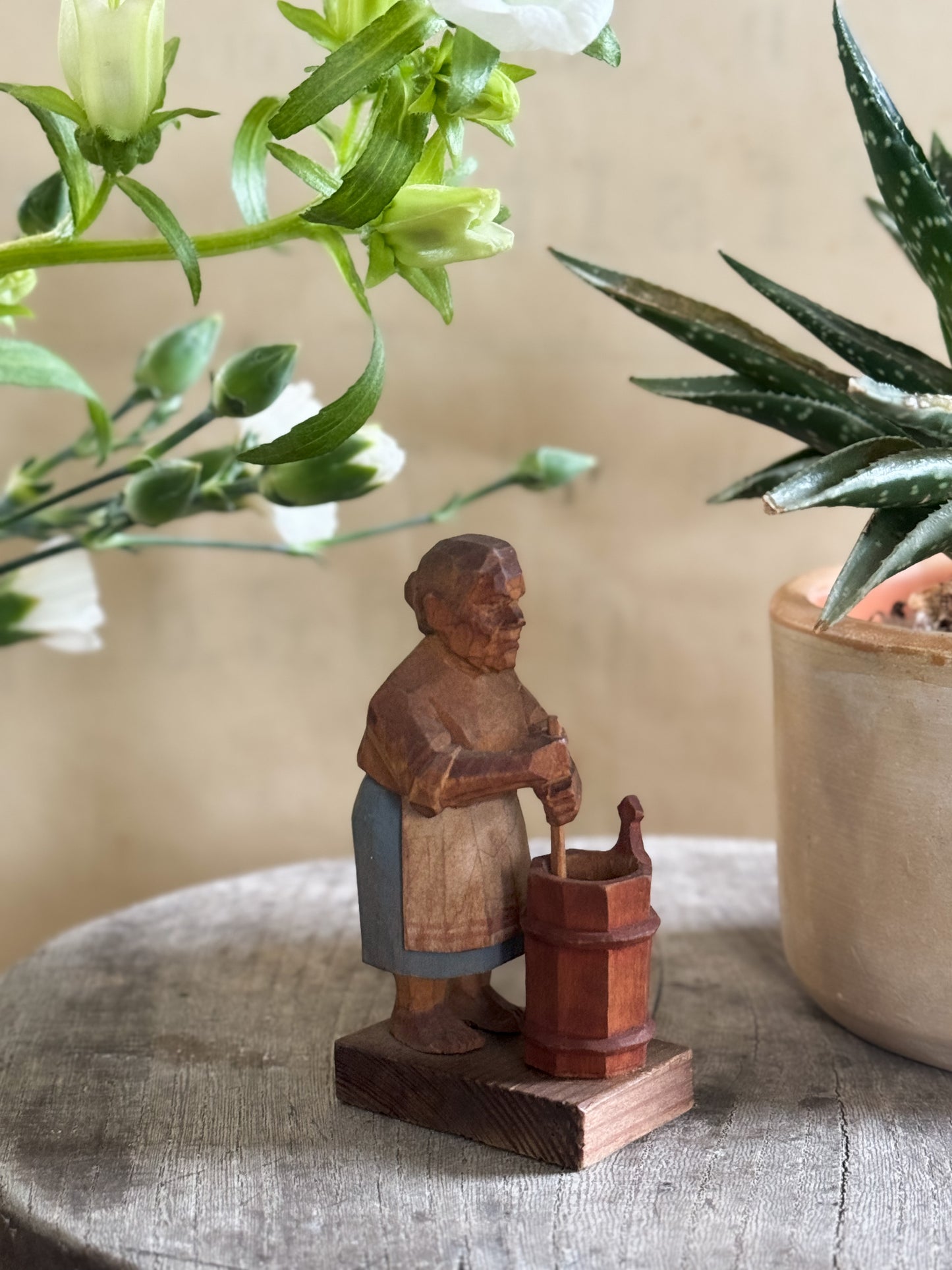 1954 Hand-Carved Folk Art Figurine ‘Dorothy’ - Made in Portugal