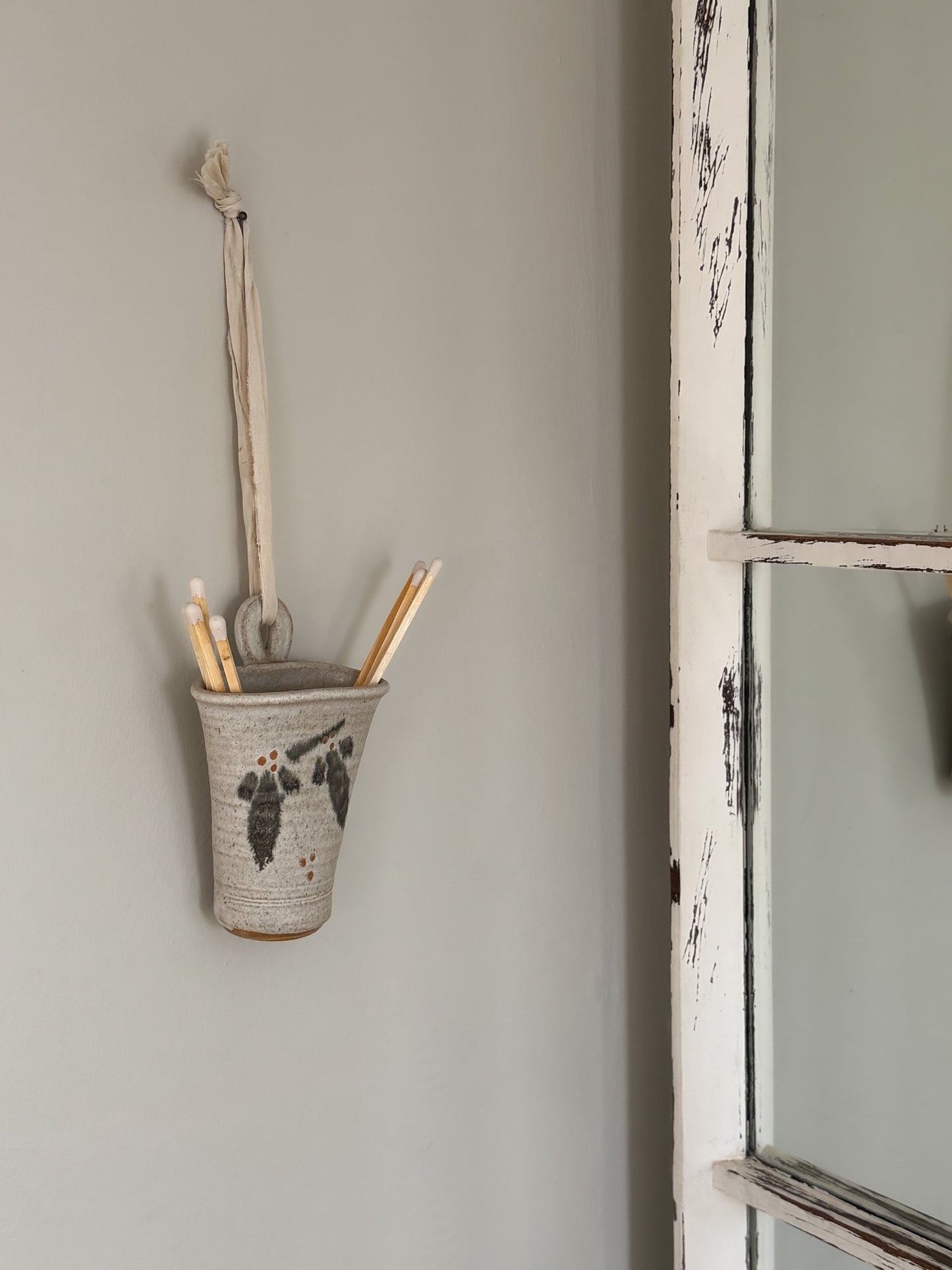 Vintage Welsh Studio Pottery Wall Pocket by Solva Pottery - Holly Design