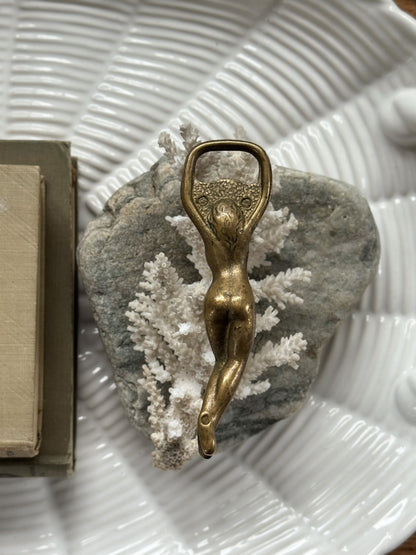 Vintage Art Deco Brass Bottle Opener, Nude Female Form, c.1930s